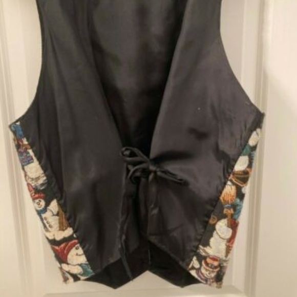 Snowman Embroidered Button-Up Vest Size L - Vintage Frosty Christmas Winter Vest - Picture 2 of 5